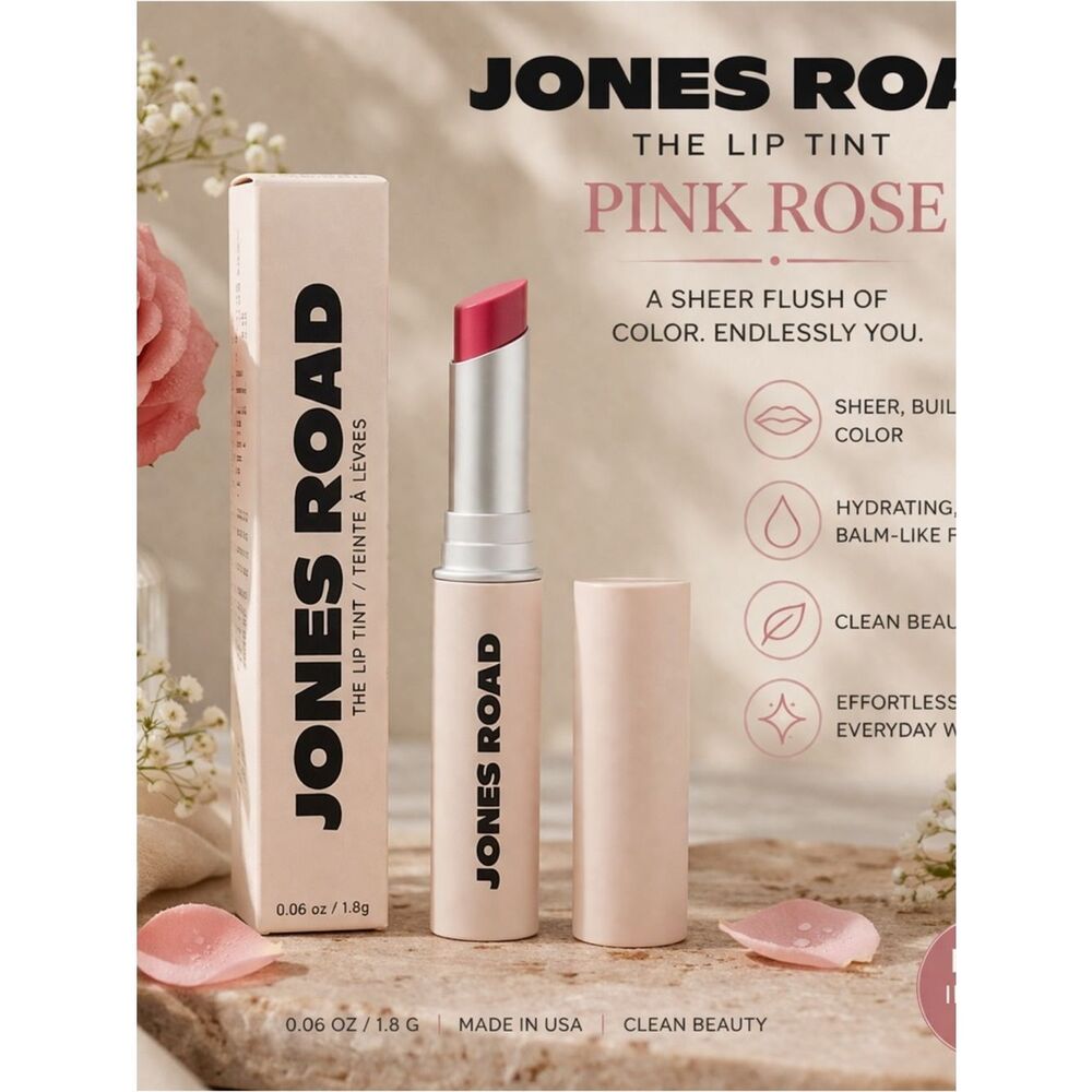 ✨ Jones Road The Lip Tint Pink Rose Stick Balm .06 oz NEW ✨